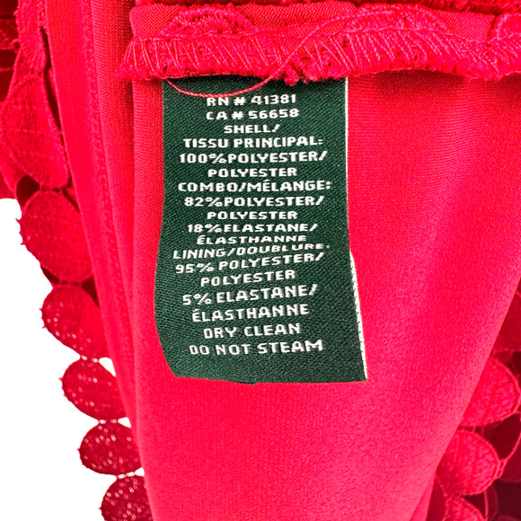Lauren Ralph Lauren size 12 sleeveless red dress overlay lined hidden rear zip - Picture 6 of 6